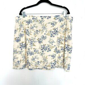 NWT American Eagle Mini Skirt Pale Yellow Blue Floral Elastic Waist XXL mc
